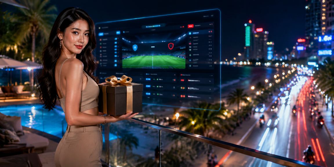 Không khí sòng bài neon rực rỡ tại Nha Trang về đêm, biểu tượng giải thưởng lớn